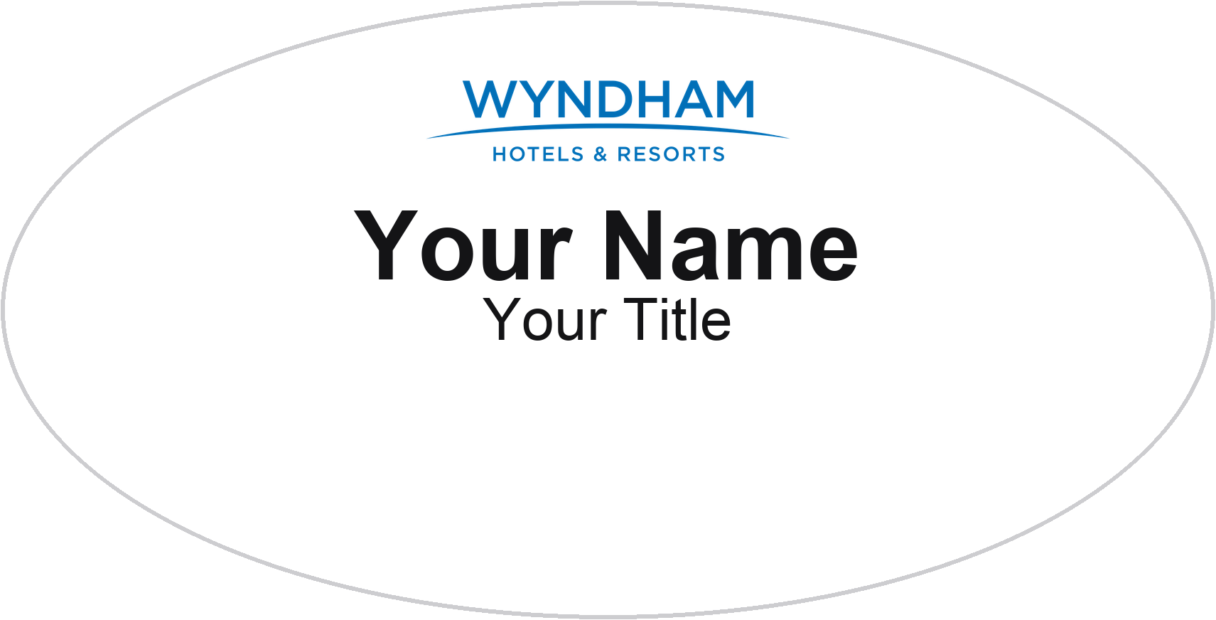 Wyndham hotel name badge White, No Border