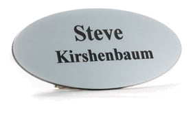 Custom shaped nameplate example showing rounded corners and unique design