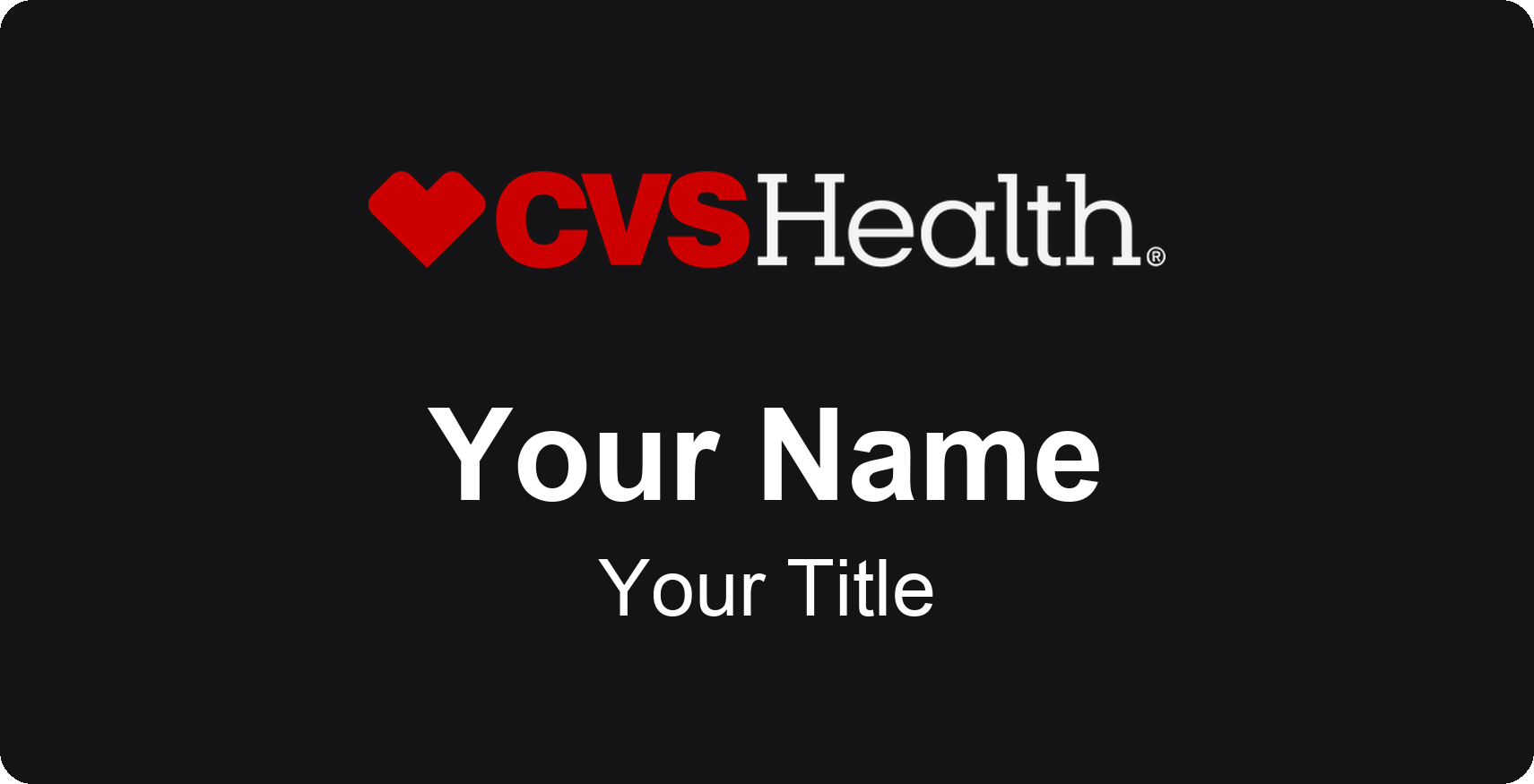 CVS Pharmacy pharmacy name badge Black, Black Border