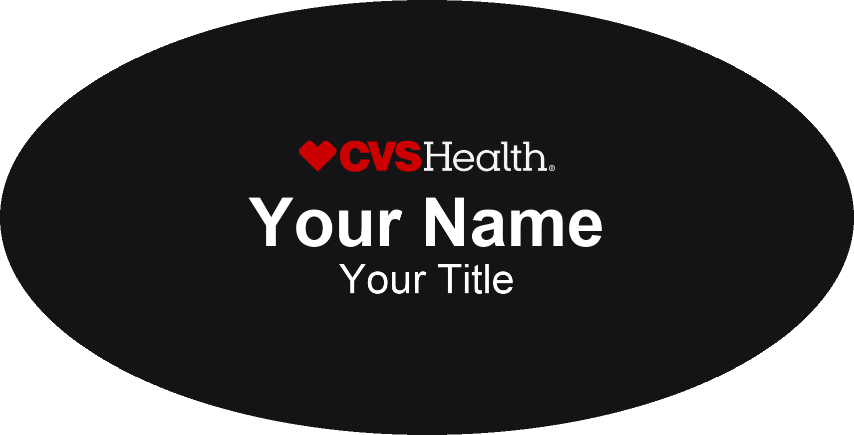 CVS Pharmacy Name Badge, Black, Black Border Oval 3" × 1.5"