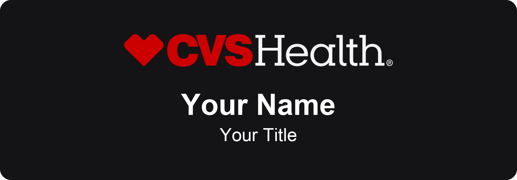 CVS HealthHUB pharmacy name badge Black, No Border