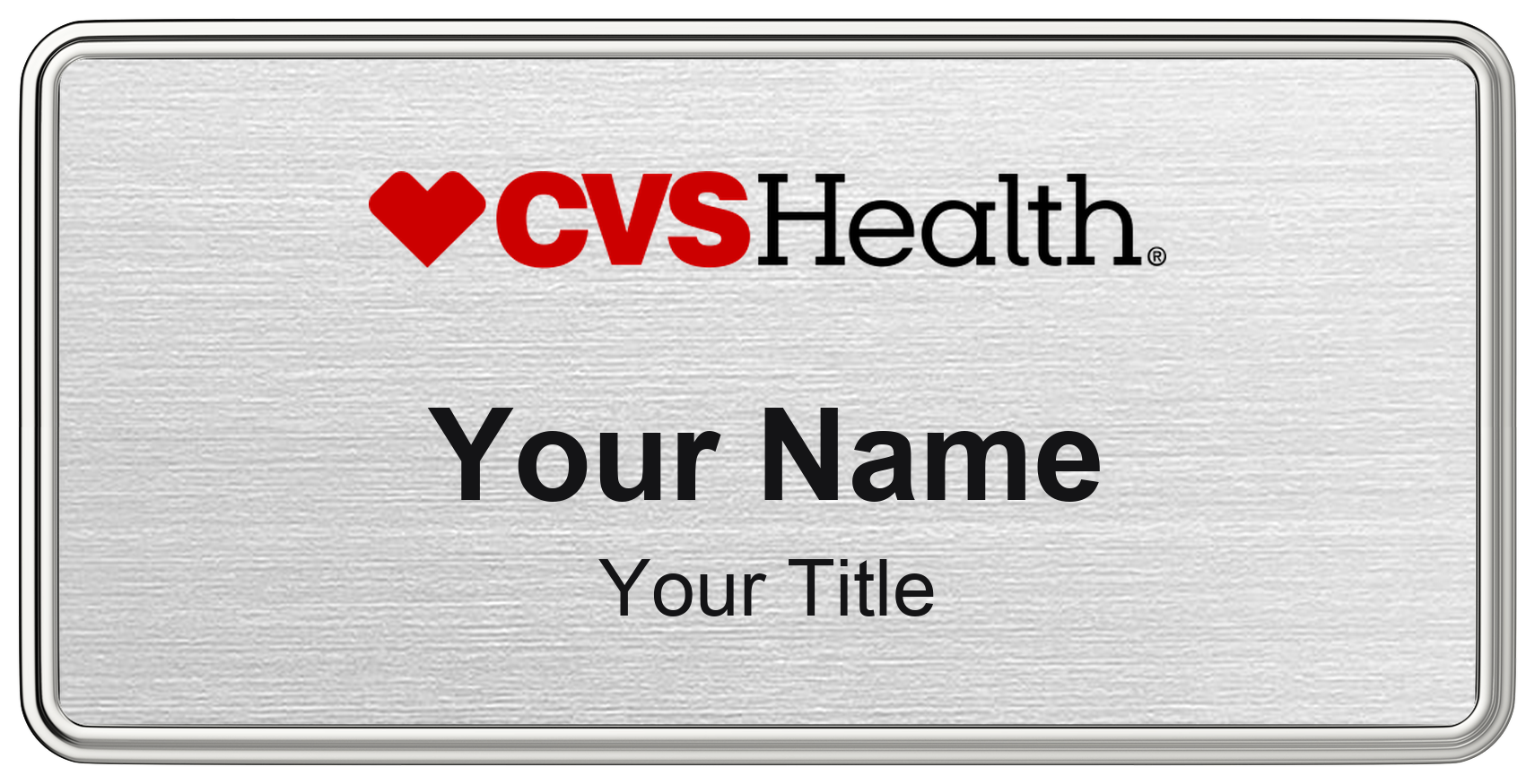 CVS HealthHUB pharmacy name badge Silver Metallic, Silver Border