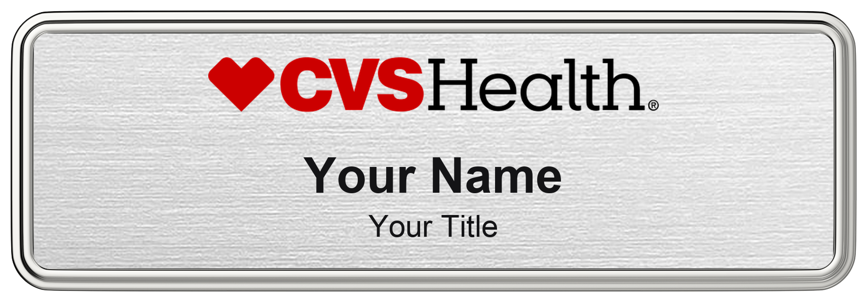 CVS HealthHUB pharmacy name badge Silver Metallic, Silver Border