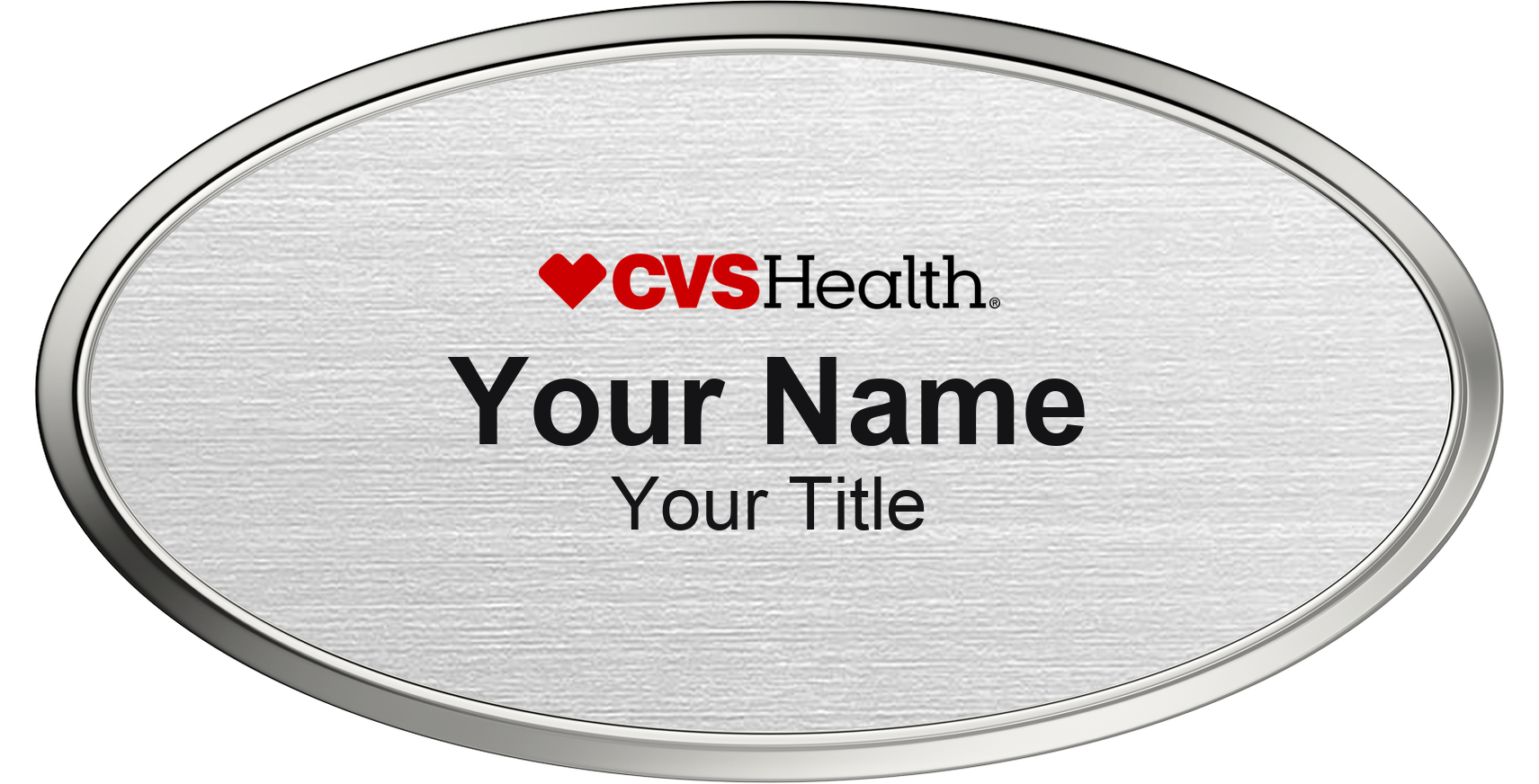 CVS HealthHUB pharmacy name badge Silver Metallic, Silver Border