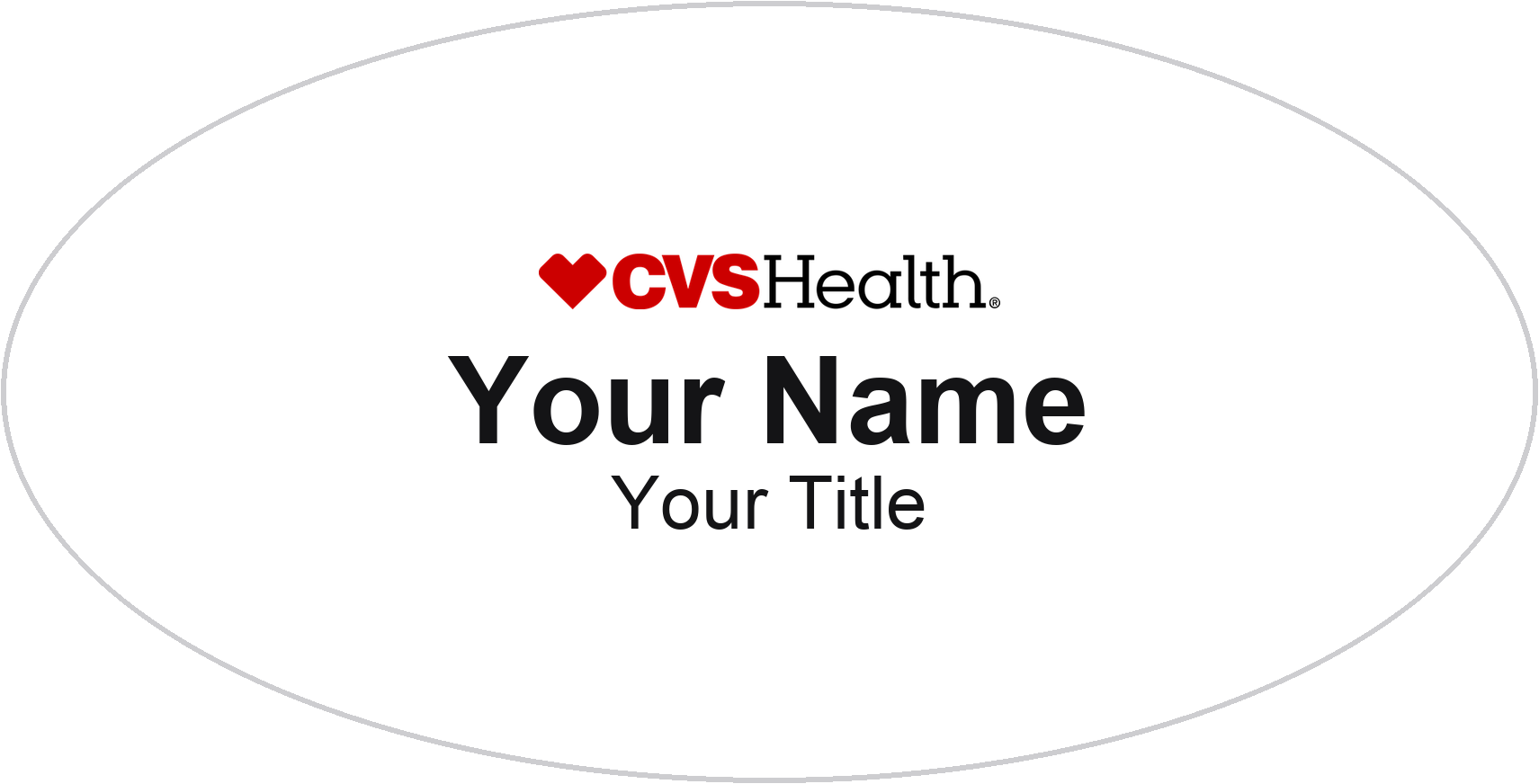 CVS Pharmacy Name Badge, White, No Border Oval 3" × 1.5"