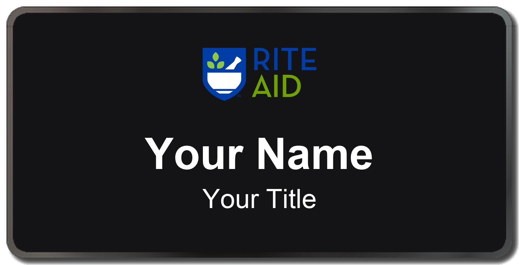 Rite Aid Name Badge, Black, Black Border 3" × 1.5"