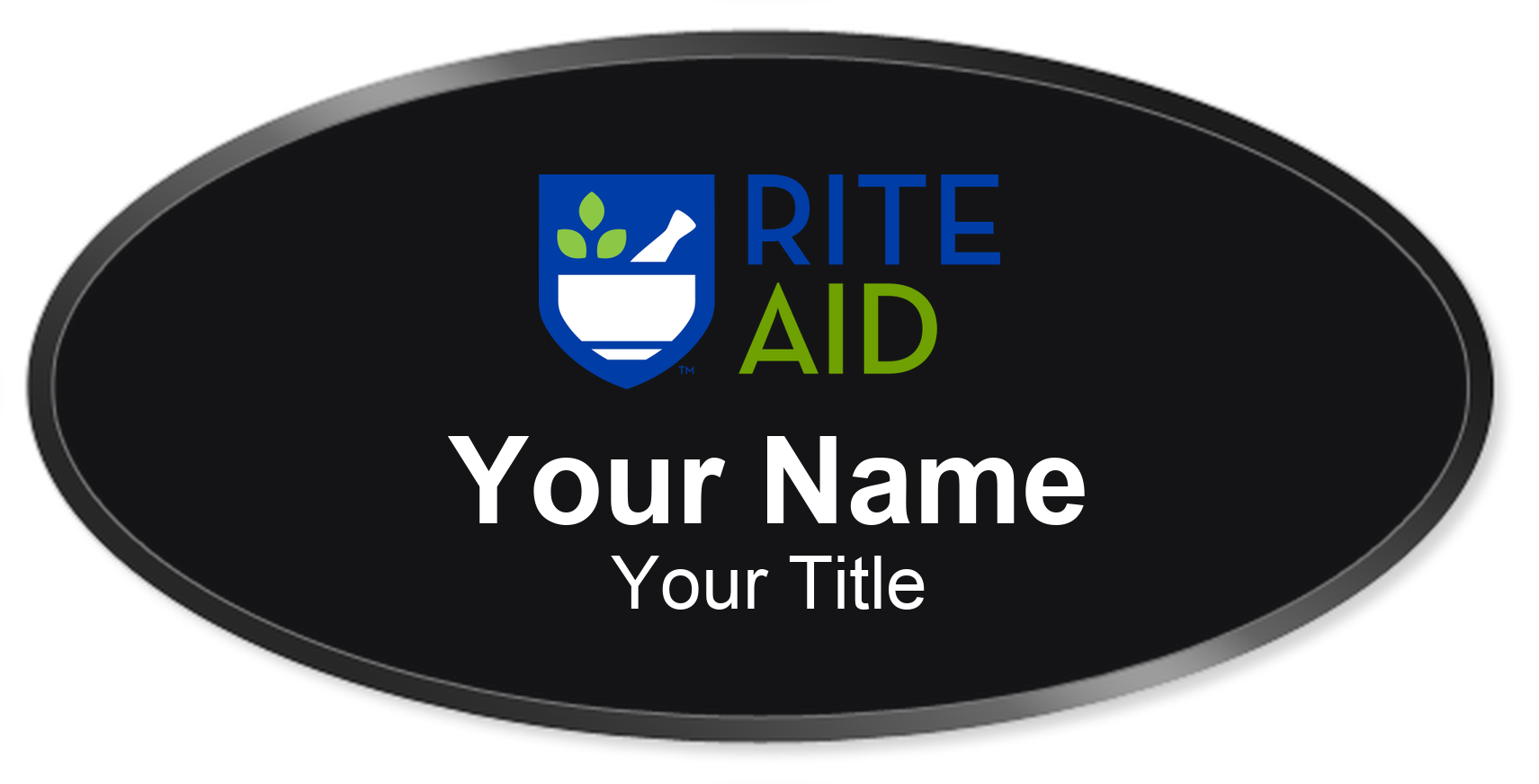 Rite Aid pharmacy name badge Black, Black Border