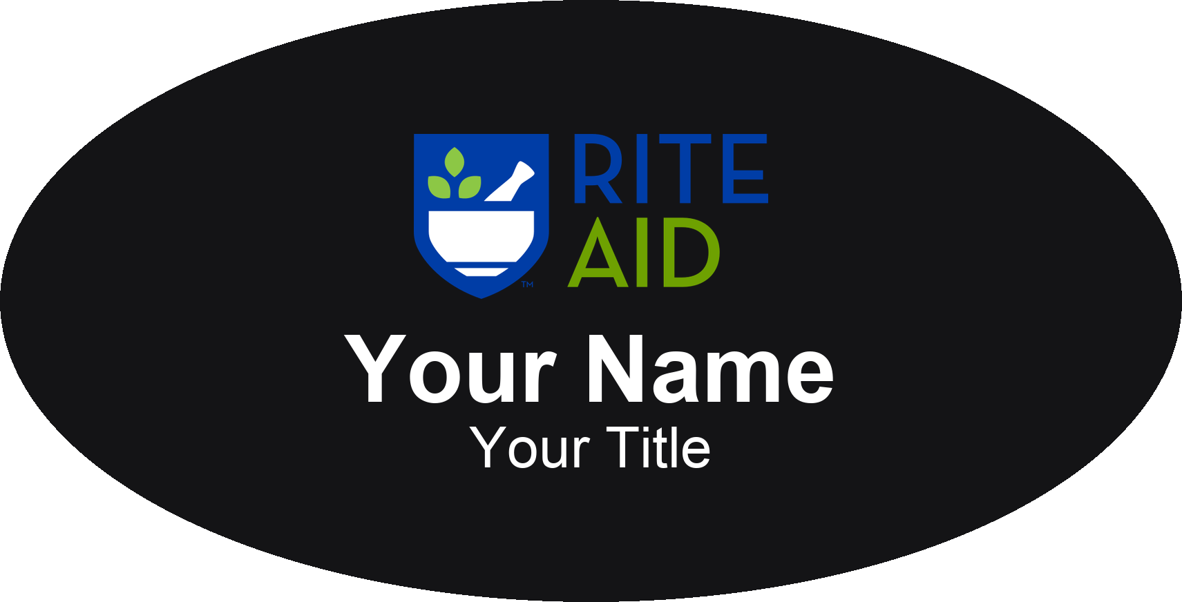 Rite Aid pharmacy name badge Black, No Border