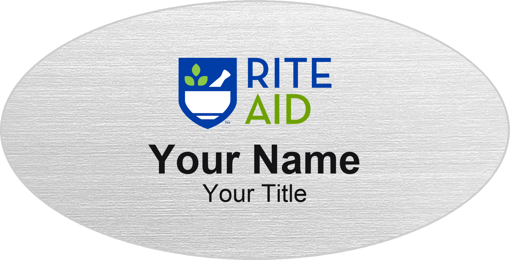 Rite Aid pharmacy name badge Silver Metallic, No Border