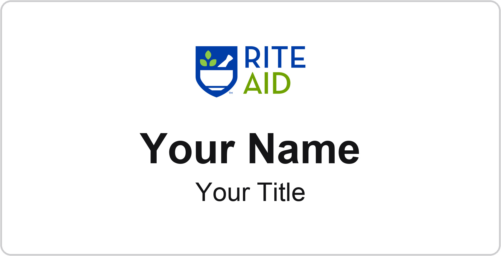 Rite Aid pharmacy name badge White, No Border