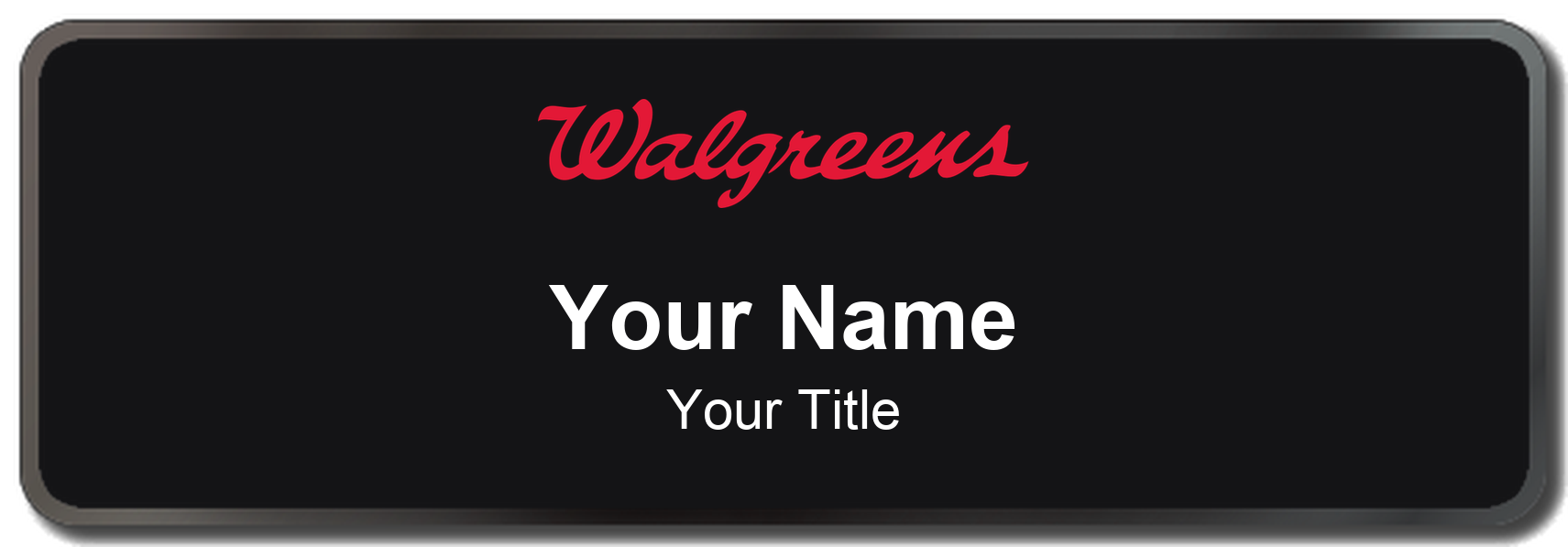 Walgreens Name Badge, Black, Black Border 3" × 1"