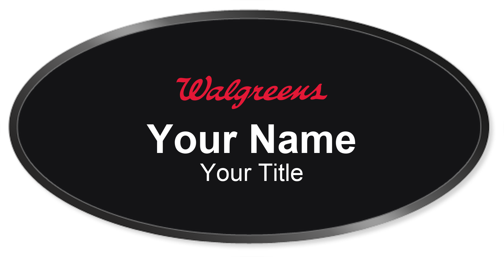 Walgreens pharmacy name badge Black, Black Border