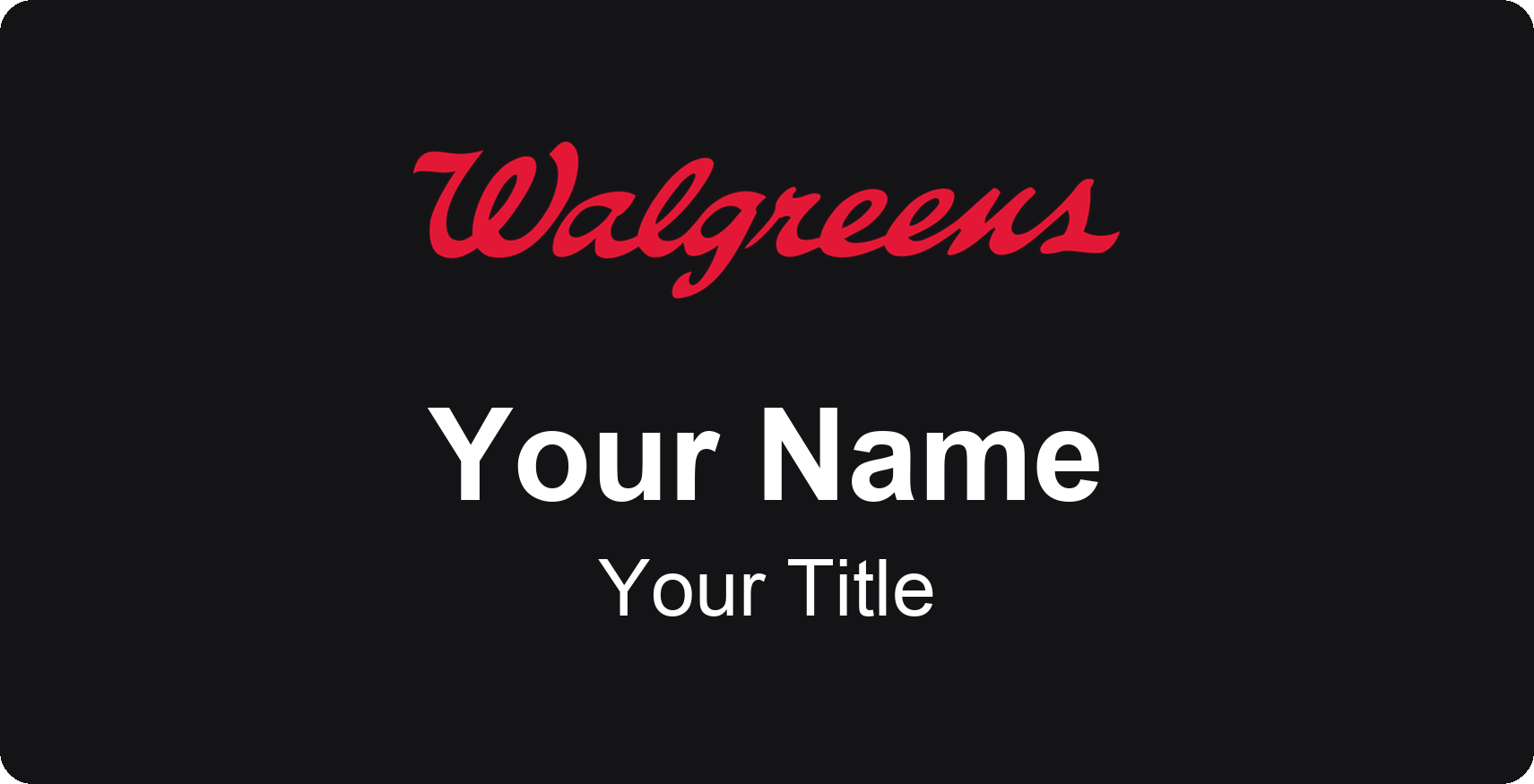 Walgreens pharmacy name badge Black, No Border