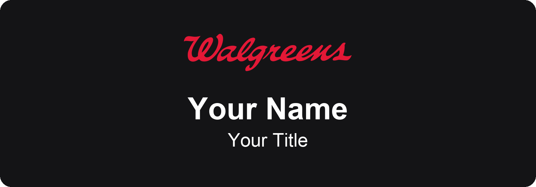 Walgreens pharmacy name badge Black, No Border
