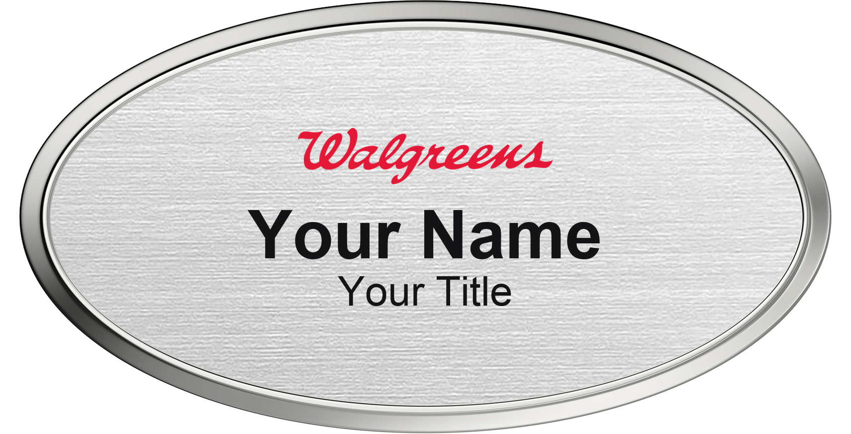 Walgreens pharmacy name badge Silver Metallic, Silver Border