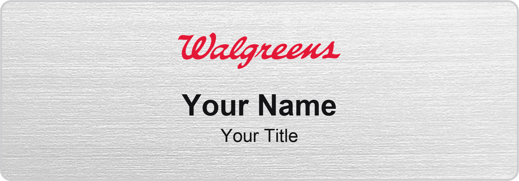 Walgreens Name Badge, Silver Metallic, No Border 3" × 1"
