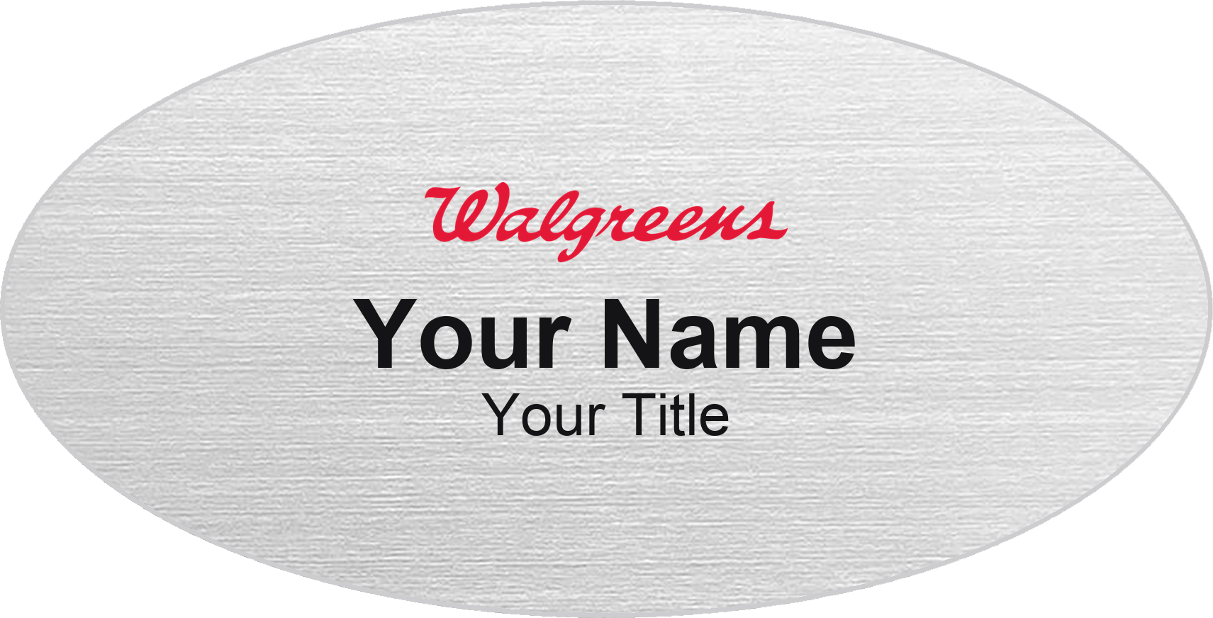 Walgreens pharmacy name badge Silver Metallic, No Border