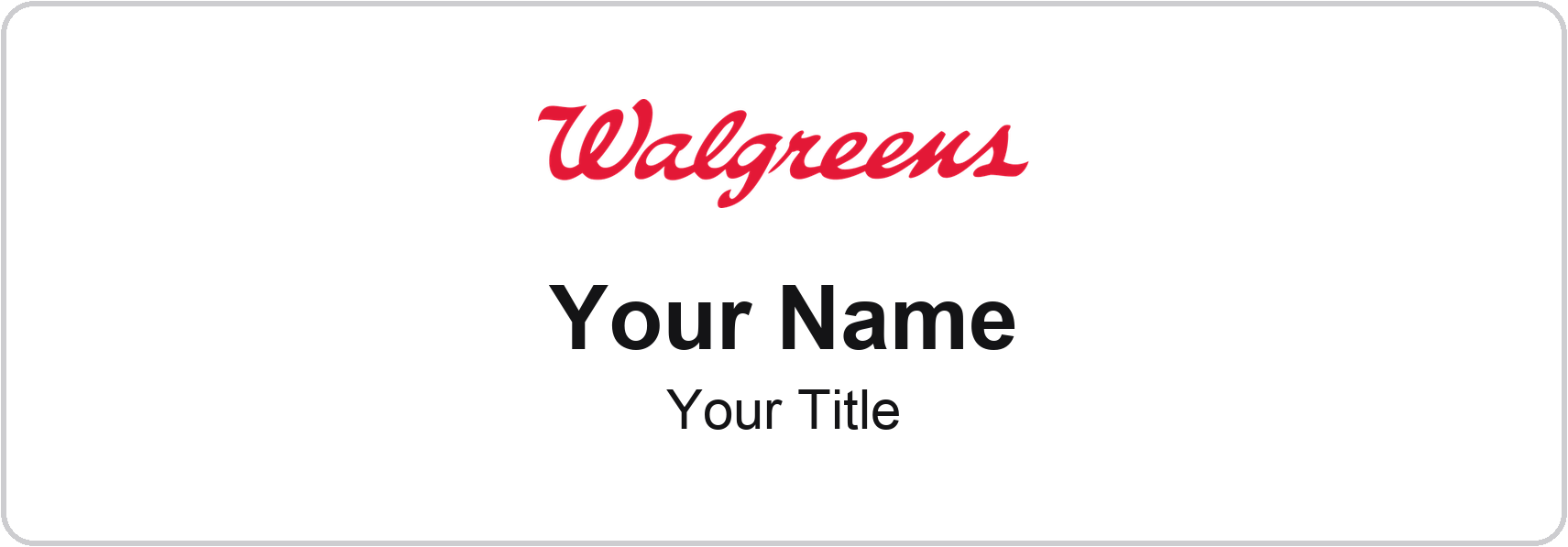 Walgreens pharmacy name badge White, No Border
