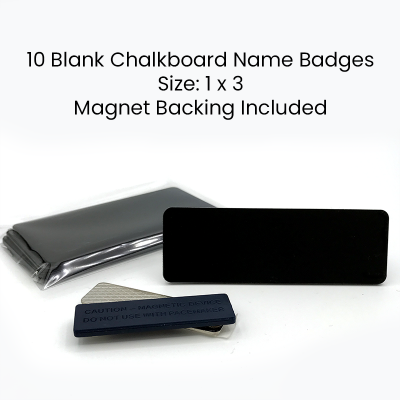  1x3 Blank Chalkboard Magnetic Badges- Set of 10