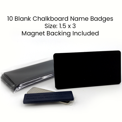  1.5x3 Blank Chalkboard Magnetic Badges- Set of 10