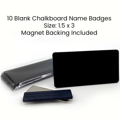 1.5x3 Blank Chalkboard Magnetic Badges- Set of 10