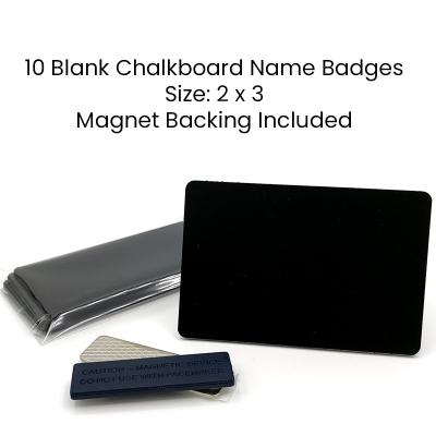  2x3 Blank Chalkboard Magnetic Badges- Set of 10