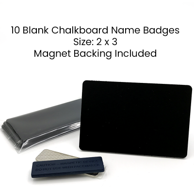 2x3 Blank Chalkboard Magnetic Badges- Set of 10