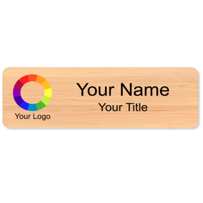 1 x 3 Wood Grain Plastic Name Badges with Magnet