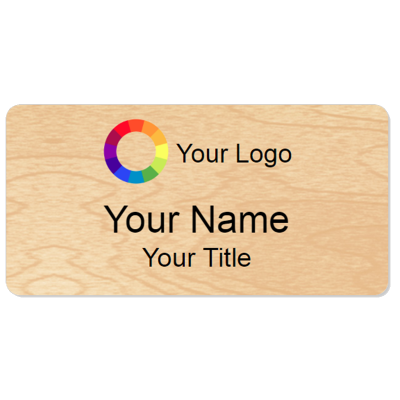  1.5 x 3 Wood Grain Plastic Name Badges with Magnet