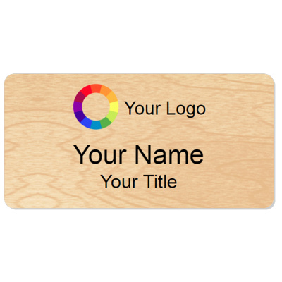 1.5 x 3 Wood Grain Plastic Name Badges with Magnet