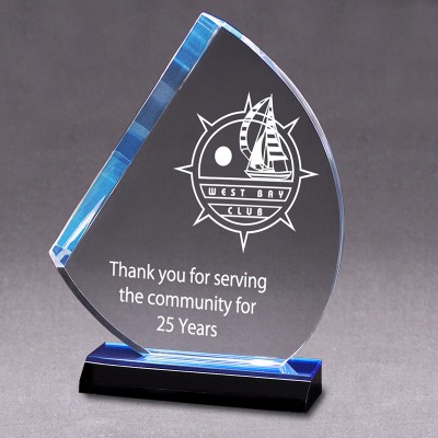  Sail Award- Blue Mirrored Base 5x8- AME081