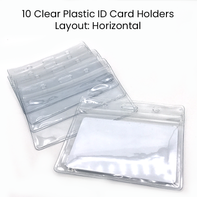 10 Pack Horizontal ID Card Holders with Zipper Seal