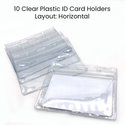 10 Pack Horizontal ID Card Holders with Zipper Seal