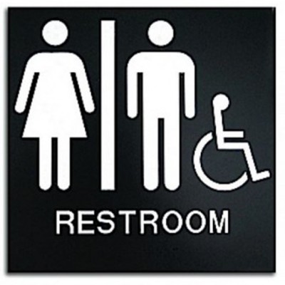 8x8 ADA Unisex Wheelchair Restroom Sign with Braille