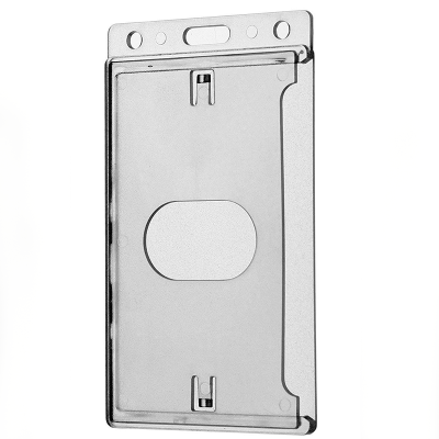  Clear Hard Plastic ID Card Holder - Vertical