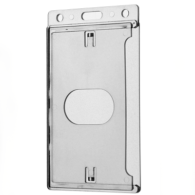 Clear Hard Plastic ID Card Holder - Vertical