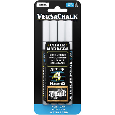 White Chalk Marker- VersaChalk Fine Tip - 4 Pack