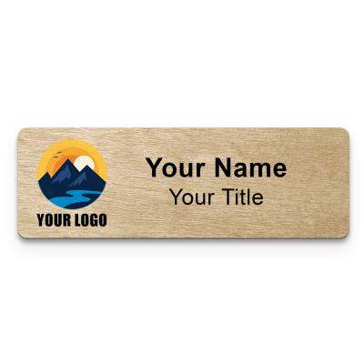  1x3 Wheat Real Wood Eco Name Badge