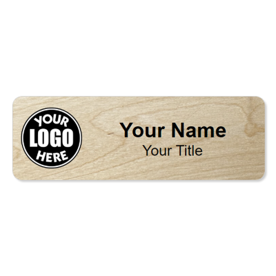  1x3 Wheat Real Wood Eco Name Badge