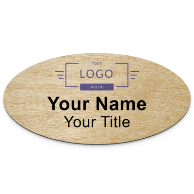  Oval Wheat Real Wood Name Badge