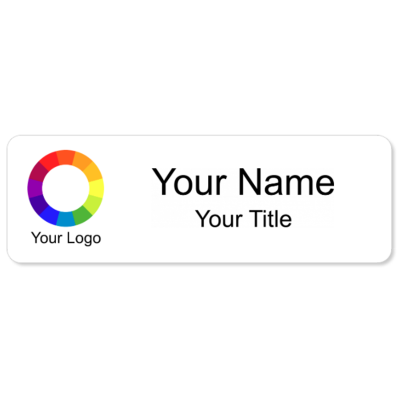  1x3 White Name Badges with Magnet