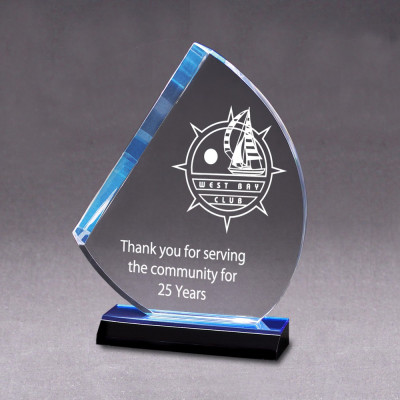  Sail Award- Blue Mirrored Base 6x10- AME082