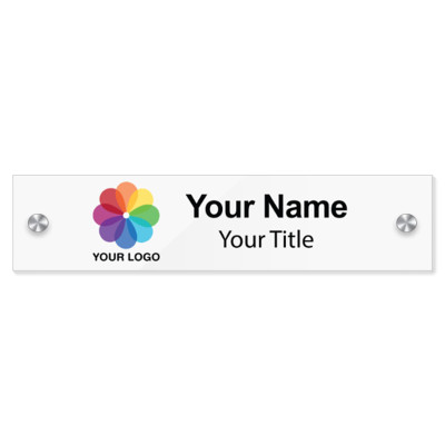  8x2 Clear Frosted Name Plate with Standoffs