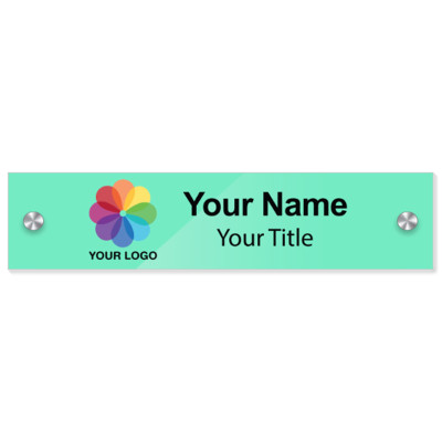 8x2 Teal Glossy Name Plate with Standoffs