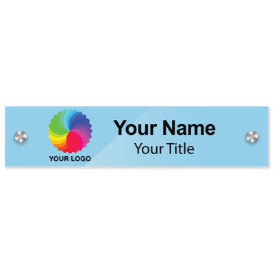  8x2 Blue Glossy Name Plate with Standoffs