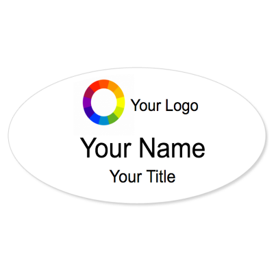  Oval White Name Badges with Magnet