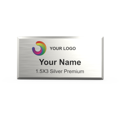  Silver Executive Metal Name Badges - 1.5 X 3 - Design Now