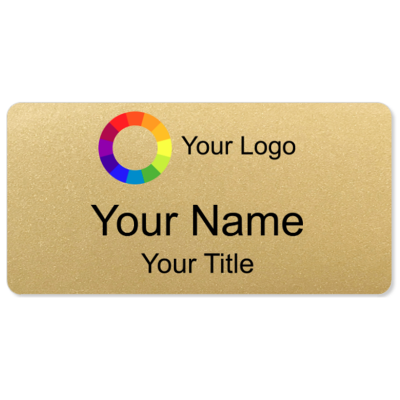  1.5 x 3 Standard Gold Name Badges with Magnet