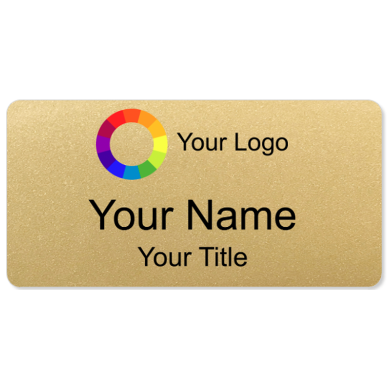Gold Name Badges 1.5 x 3 Standard Design Now