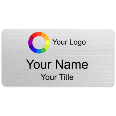 1.5 x 3  Silver Premium Name Badges with Magnet